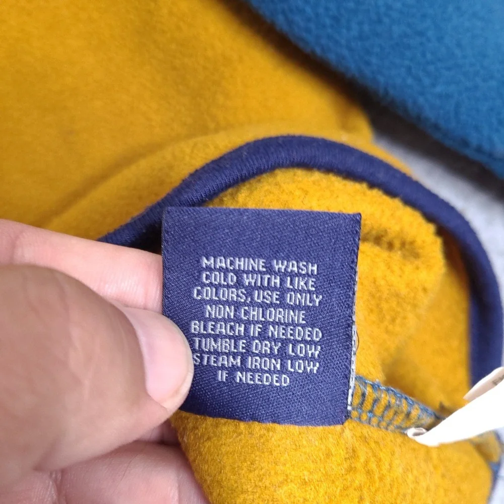 Massive Outdoor Fleece Sweater Mens XL Snap Button Pullover Gold Blue Colorblock